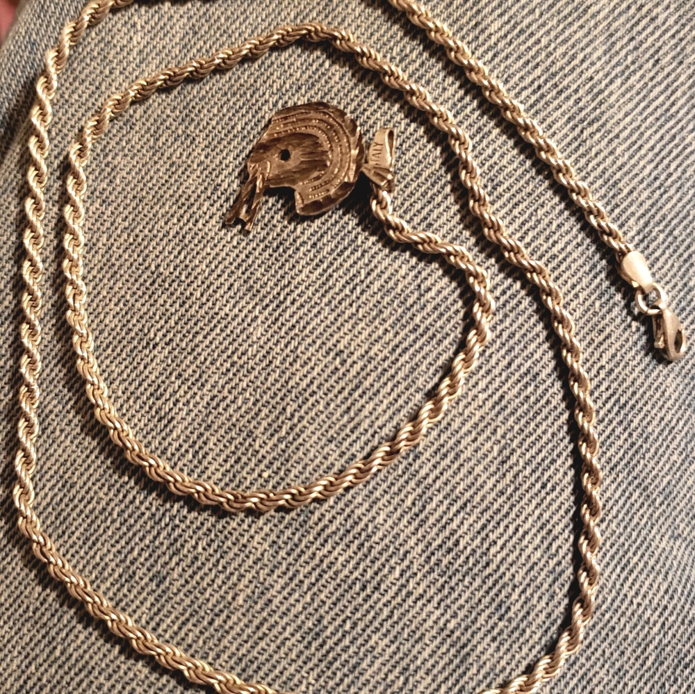 ITALIAN MADE 925 SILVER GOLD ROPED 36IN NECKLACE